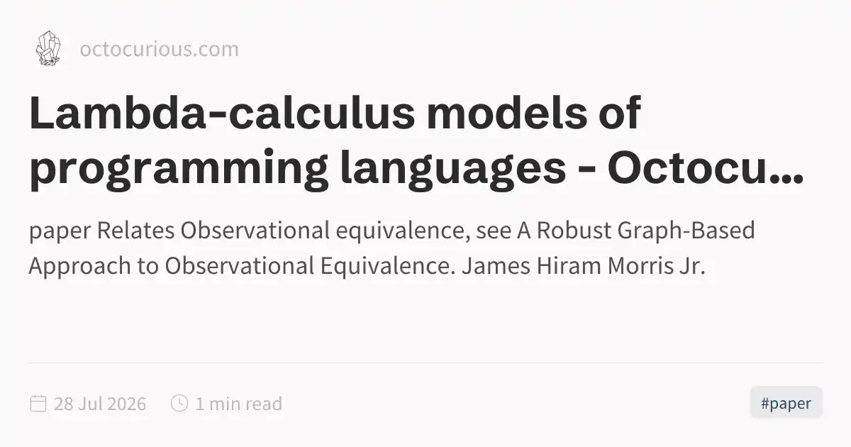 Lambda-calculus models of programming languages - Octocurious